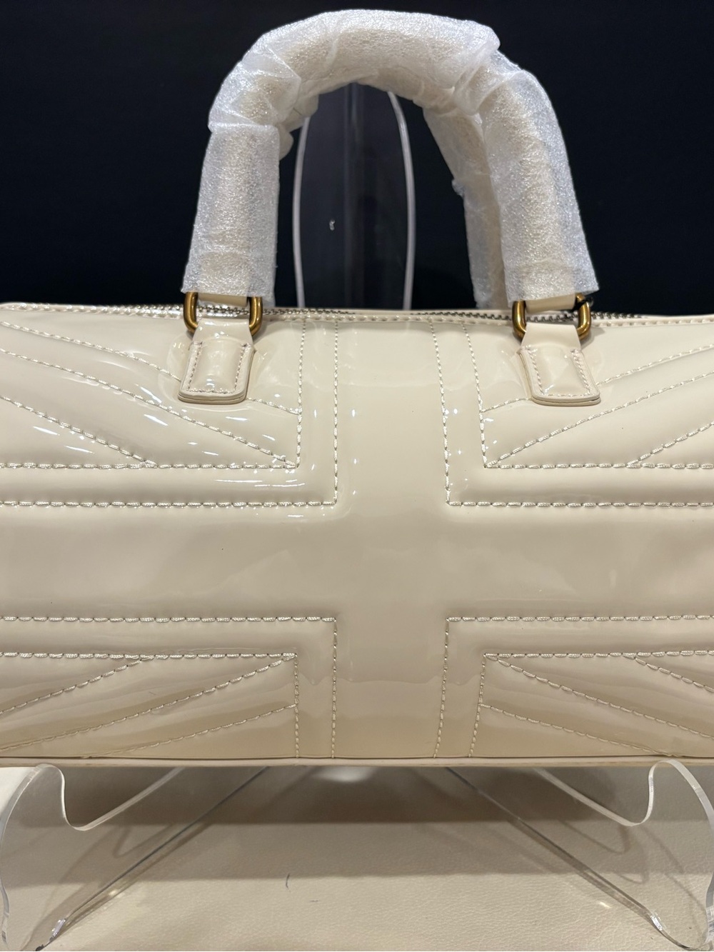 Kurt Geiger Bag Kensington White Leather UJ Barrel Moto Boho Chic Wedding Resort - Picture 7 of 7